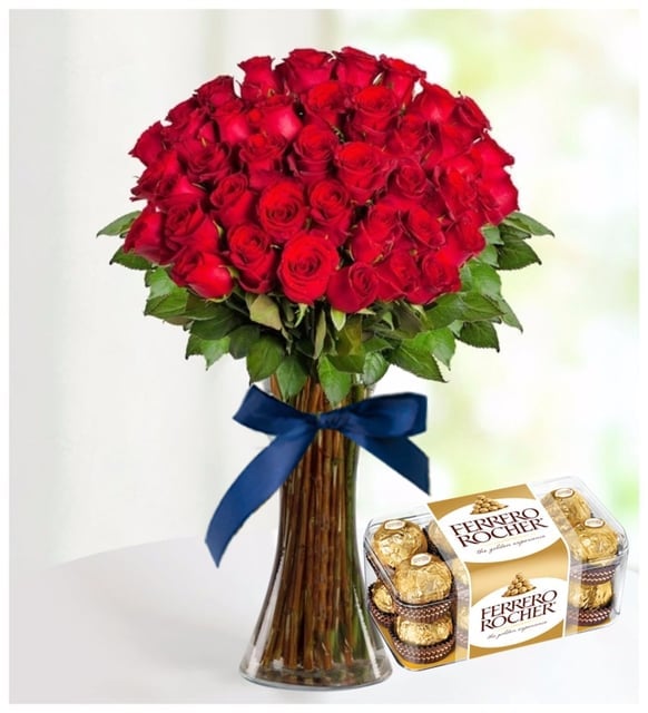 40 Red Roses and Ferrero Chocolates