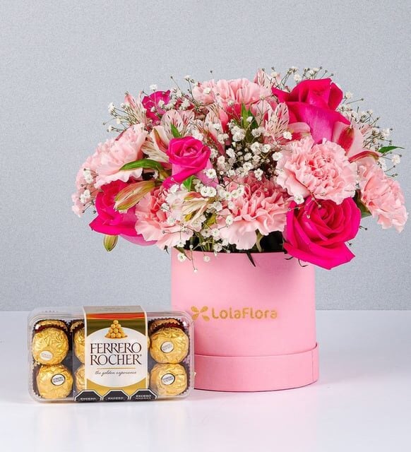 Roses and Carnations Box with Ferrero 16
