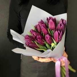 Purple Tulips Bouquet (19 Tulips)