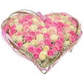 Blooming Heart of Roses (77 Roses)
