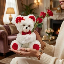 Lovely Bear with Roses (3 Roses)