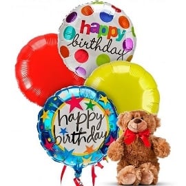 Soft Bear & Birthday Balloons