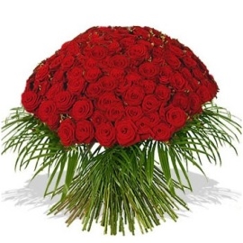 Red Roses with Palm Branches
