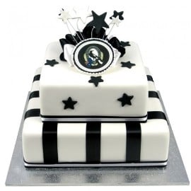 White And Black Cake With Stars
