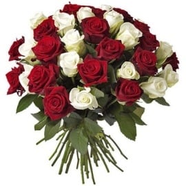 Fantasy Of Red And White Colors (55 Roses)