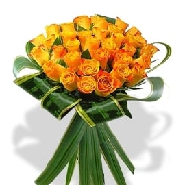 Pretty Bouquet Of Orange Roses (21 Roses)