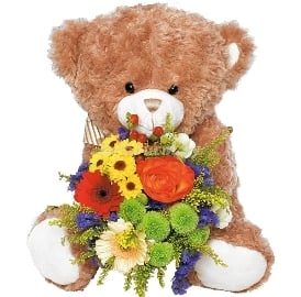 Teddy Bear with Flowers