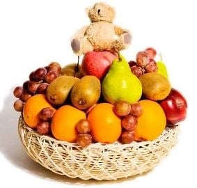 Fresh Fruit Basket & Cute Bear