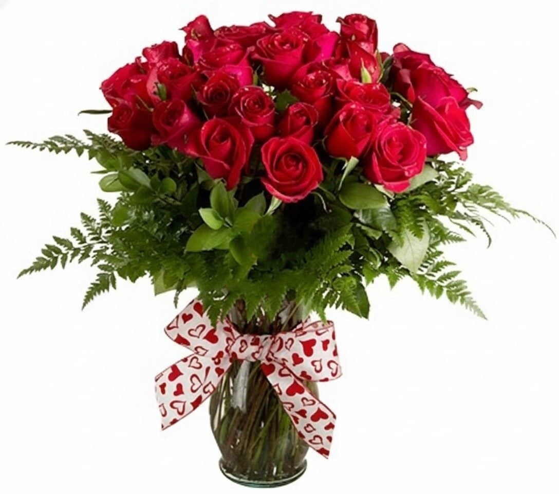 36 roses in vase