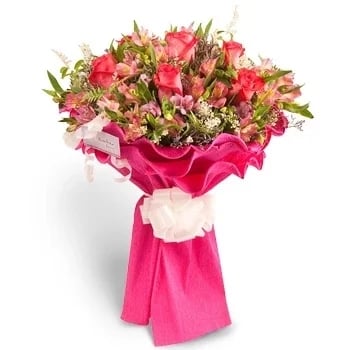BOUQUET OF ROSES AND ALSTROEMERIAS