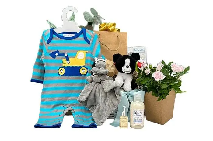 Baby Boy and Family Flower Gift Basket