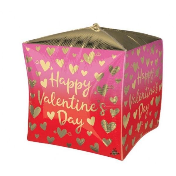 Balloon Mylar - Happy Valentine's Day 15" Cube Ombre