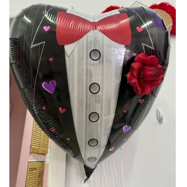 Balloon Mylar Tuxedo Rose 36"