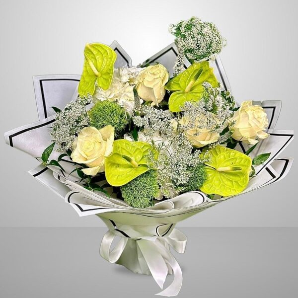 Hand-Tied Bouquet White & Green Designer's Choice