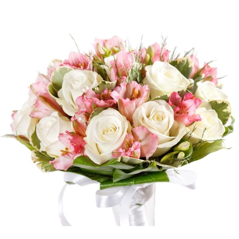 pink alstromerias. white roses and fresias (Standard)