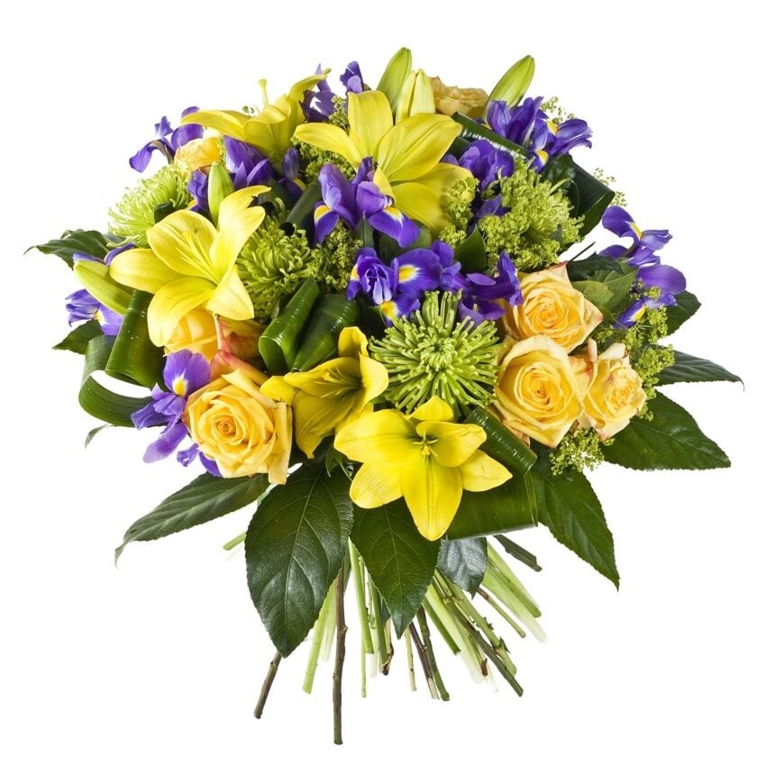 Yellow And Blue Bouquet (Standard)