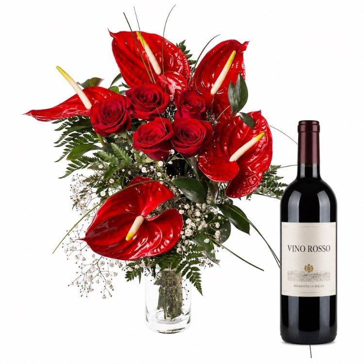 Gift for Him (flowers and wine)
