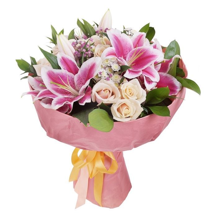 pink lilies and white roses (Medium)