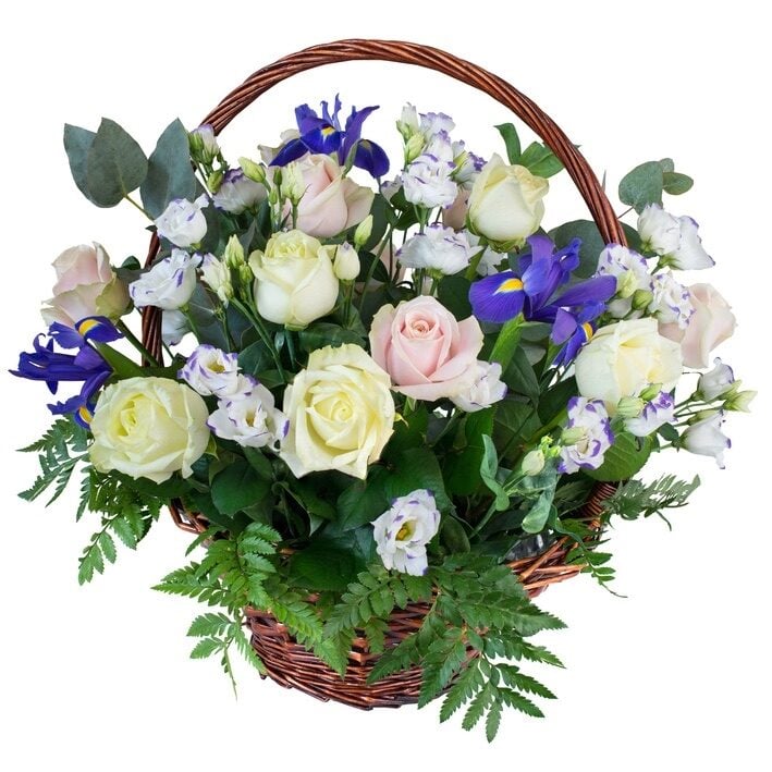 basket of pink and cream roses (Standard)