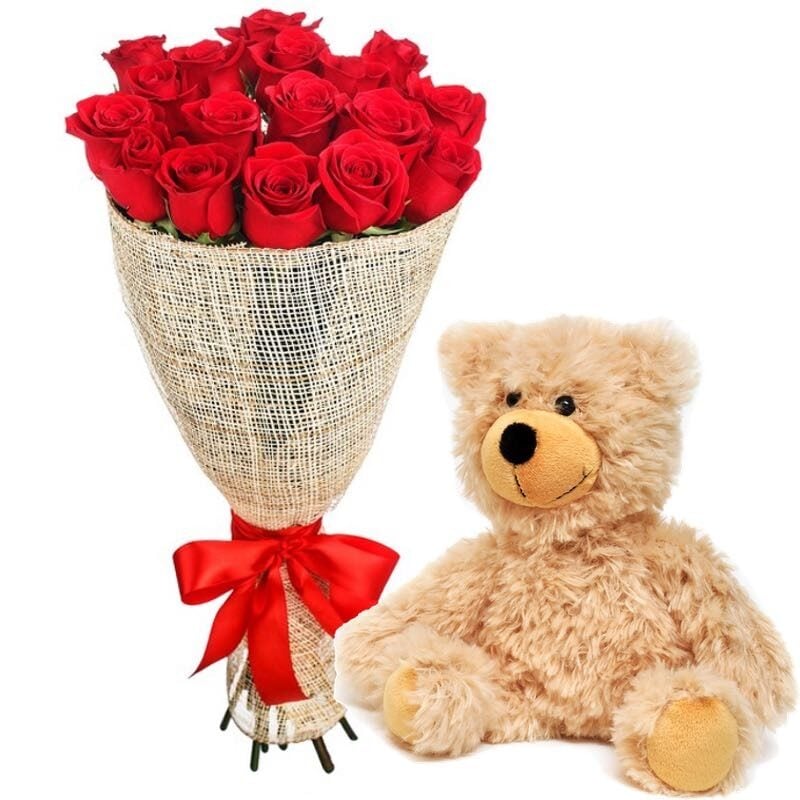 red roses and teddy bear (Standard)