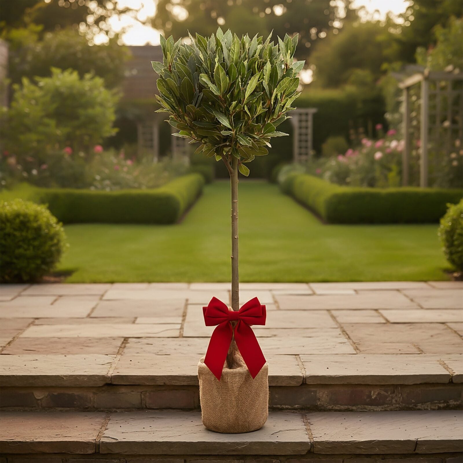 Festive Wrapped Laurus Nobilis Patio Outdoor Bay Tree Gift 2-3ft