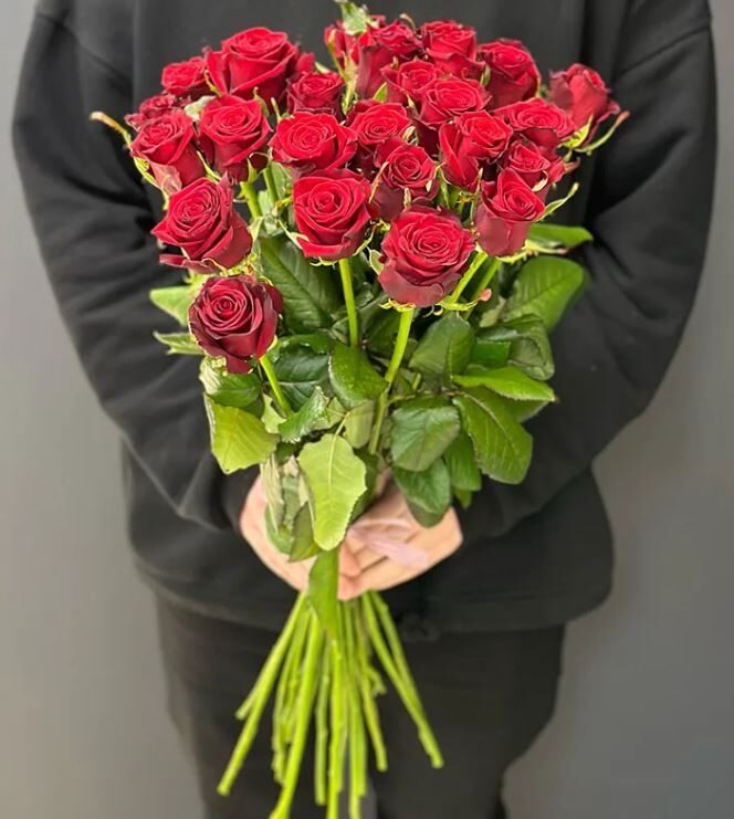25 long red roses 70 cm (VIP)