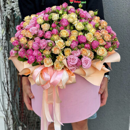 101 bush rose mix in a hat box (Usual)