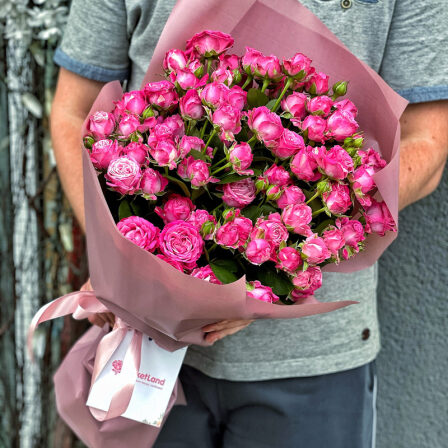 Bouquet of 11 pink spray roses (Usual)