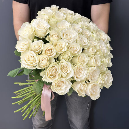 51 white imported roses