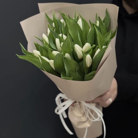 25 white tulips