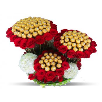 Red Roses, Hydrangea And Chocolates