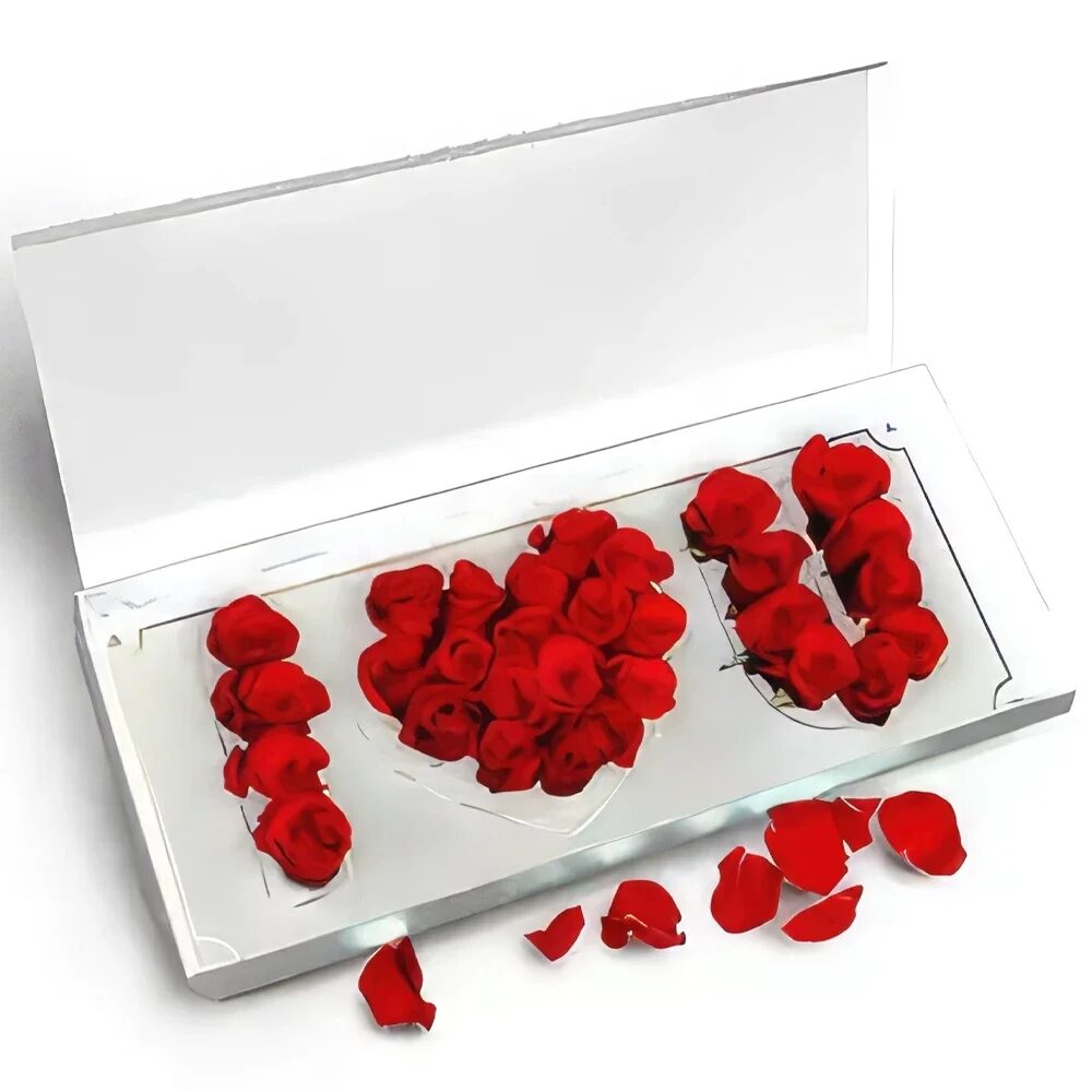 I Love You Red Roses White Box