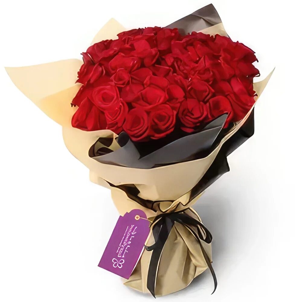 Red Roses in Black and Beige Wrapping