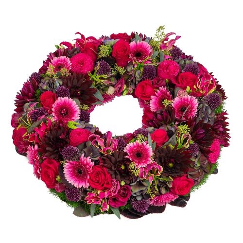 Red funeral wreath