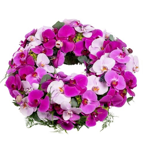 Purple and pink funeral wreath