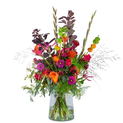 Condolence bouquet Colorful + vase