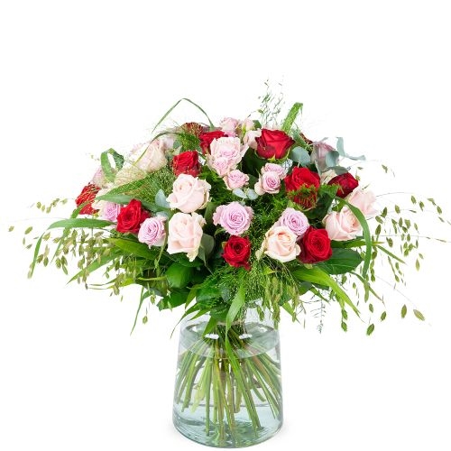 Condolence bouquet roses + vase
