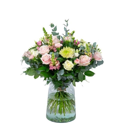 Pink sympathy bouquet + vase