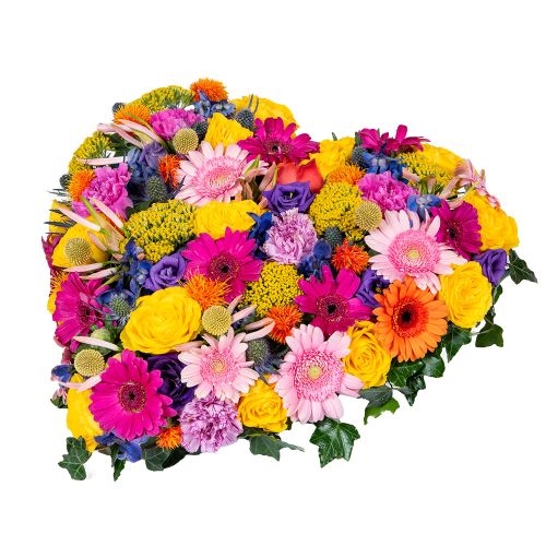 Colorful heart-shaped funeral piece (30cm)