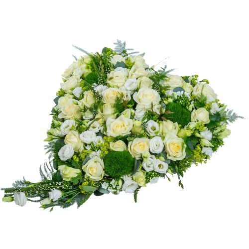 White heart-shaped mourning piece (50cm)