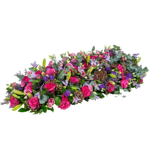 Coffin cover - bright pink and purple colors