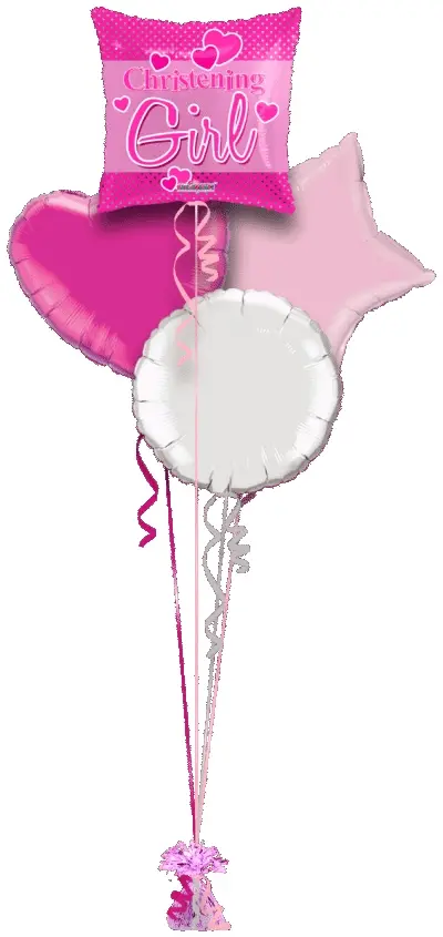 Christening Girl Hearts Square