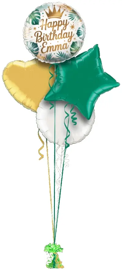 Gold Crown Tropical Leaves Birthday