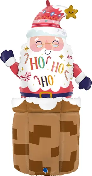 Santa In Chimney Floor Standing Balloon