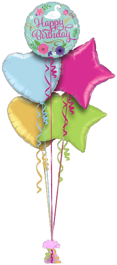 Happy Birthday Floral Swan