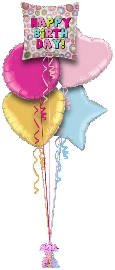 Happy Birthday Retro Pink Flowers