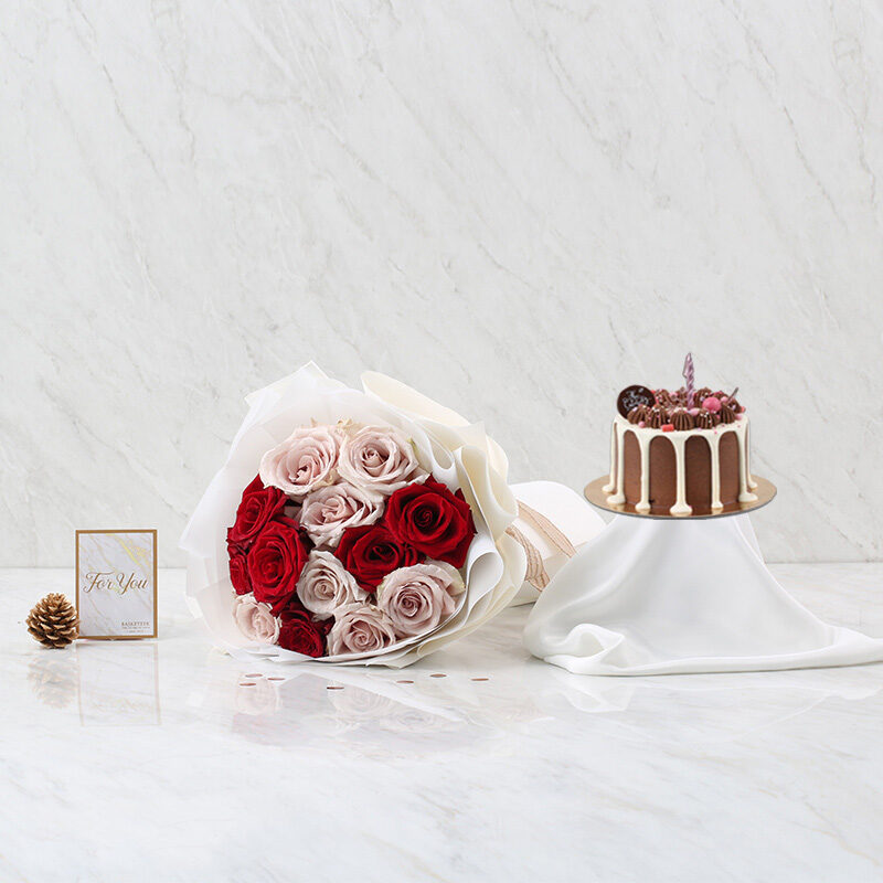 Combo Set(Flower Bouquet And Cake)
