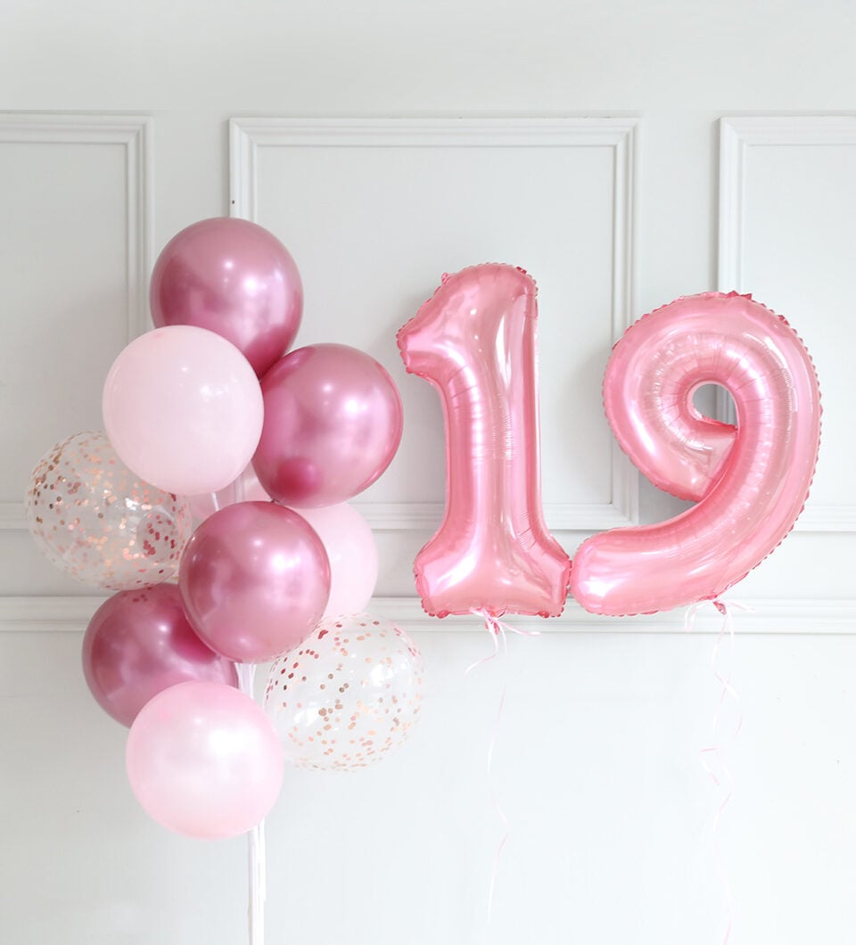Set balloon number color pink