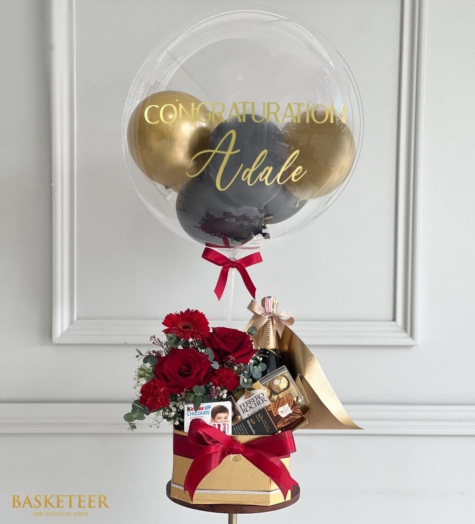 Red Rose Fizz Festivity Balloon Gift Set