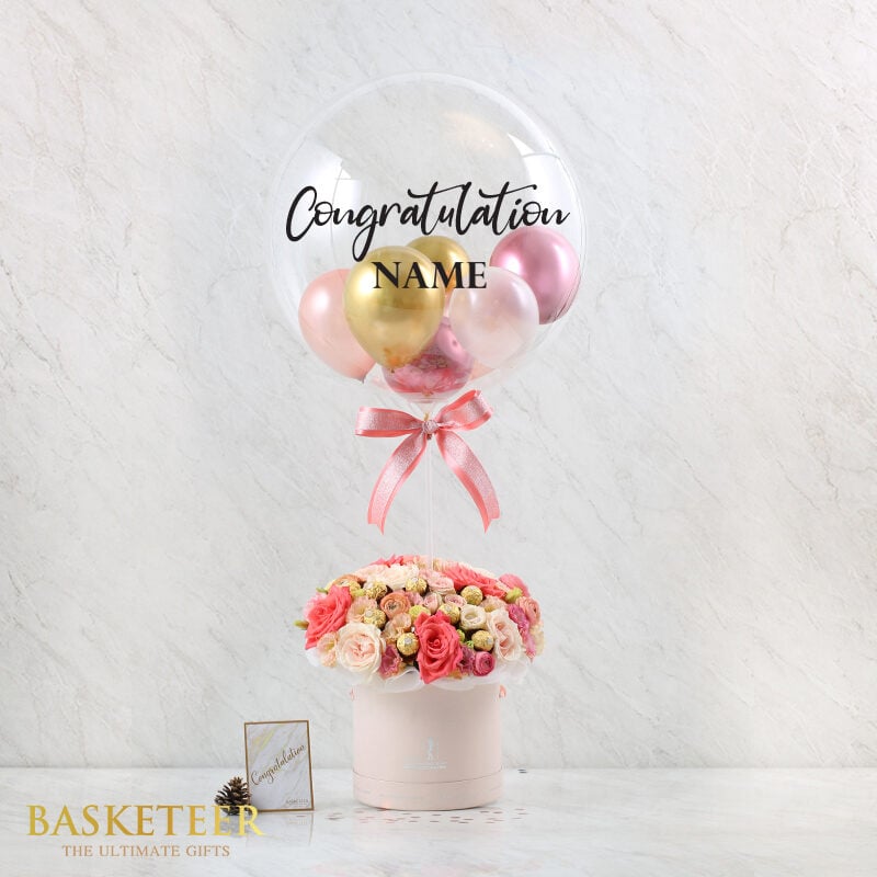 Combo Set(Flower Box, Chocolate And Balloon)